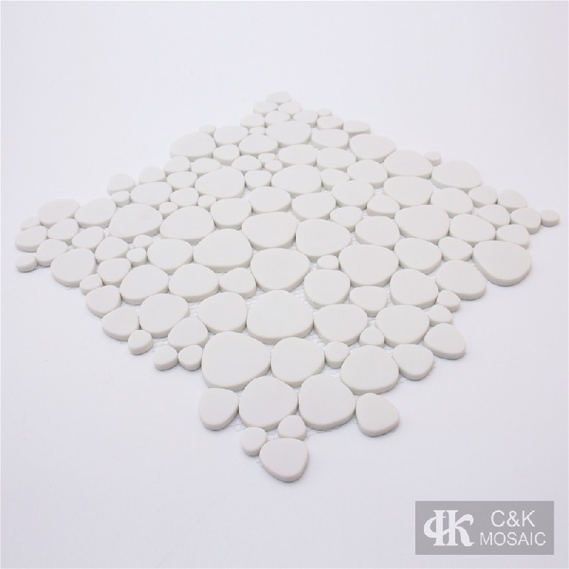 Hot selling White Oval Glass Recycled glass mosaic for backsplash SABM100