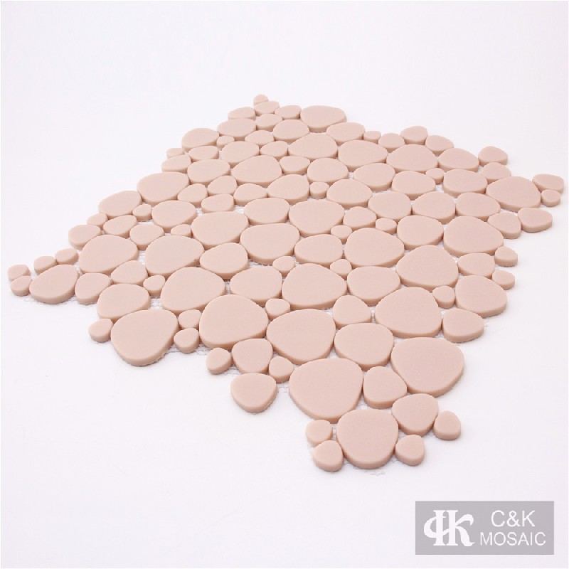 Hot selling Pink Oval Glass Recycled glass mosaic for backsplash SABM110