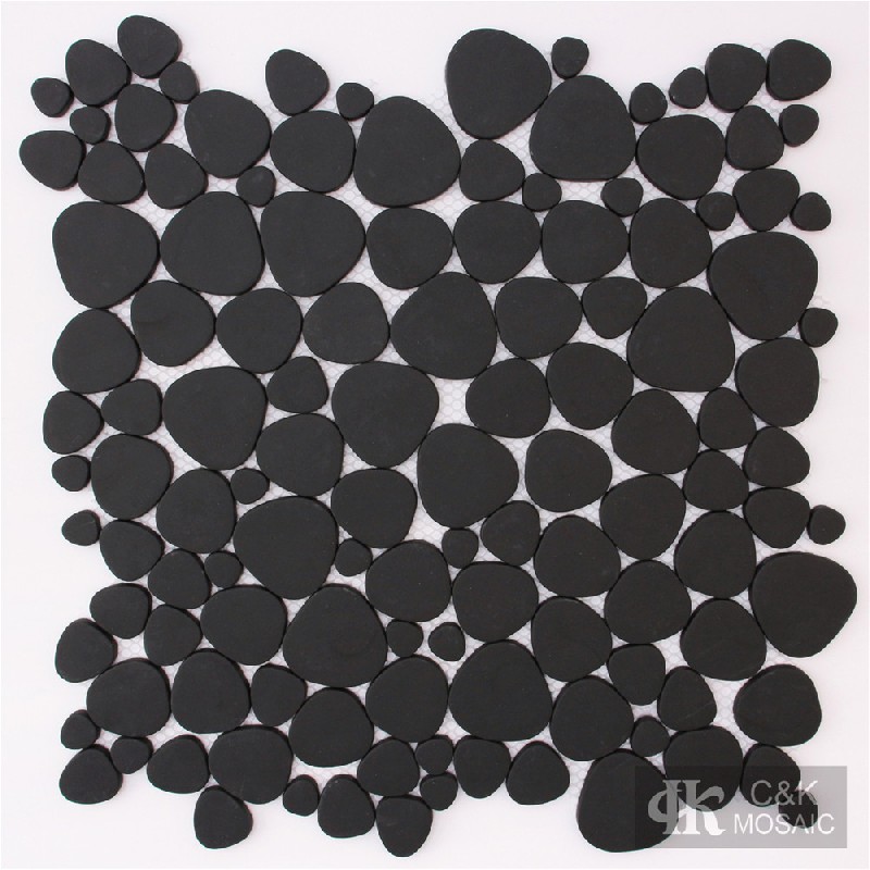 Hot selling Black Oval Glass Recycled glass mosaic for backsplash SABM56