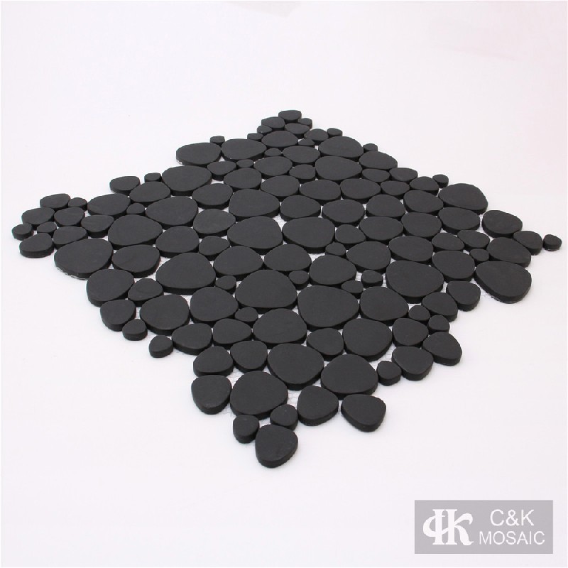 Hot selling Black Oval Glass Recycled glass mosaic for backsplash SABM56