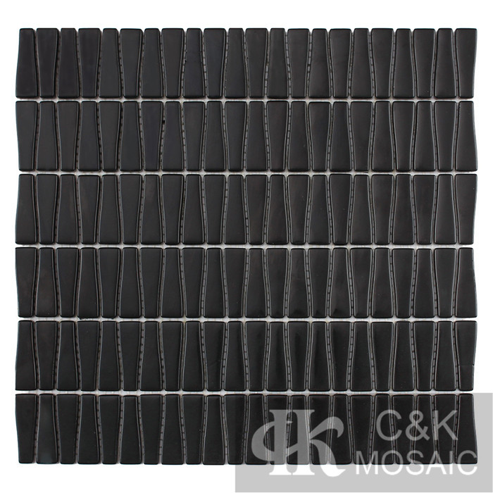 Fashion Black Trapezoidal Glass Recycled glass mosaic for backsplash STG56