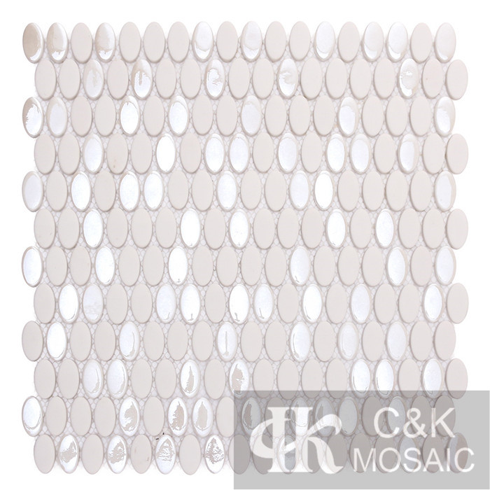 Hot selling White Oval Glass Recycled glass mosaic for backsplash MSMM1003