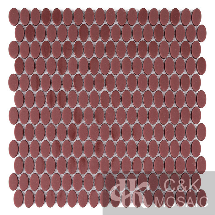 Hot selling Red Oval Glass Recycled glass mosaic for backsplash MSMM5001