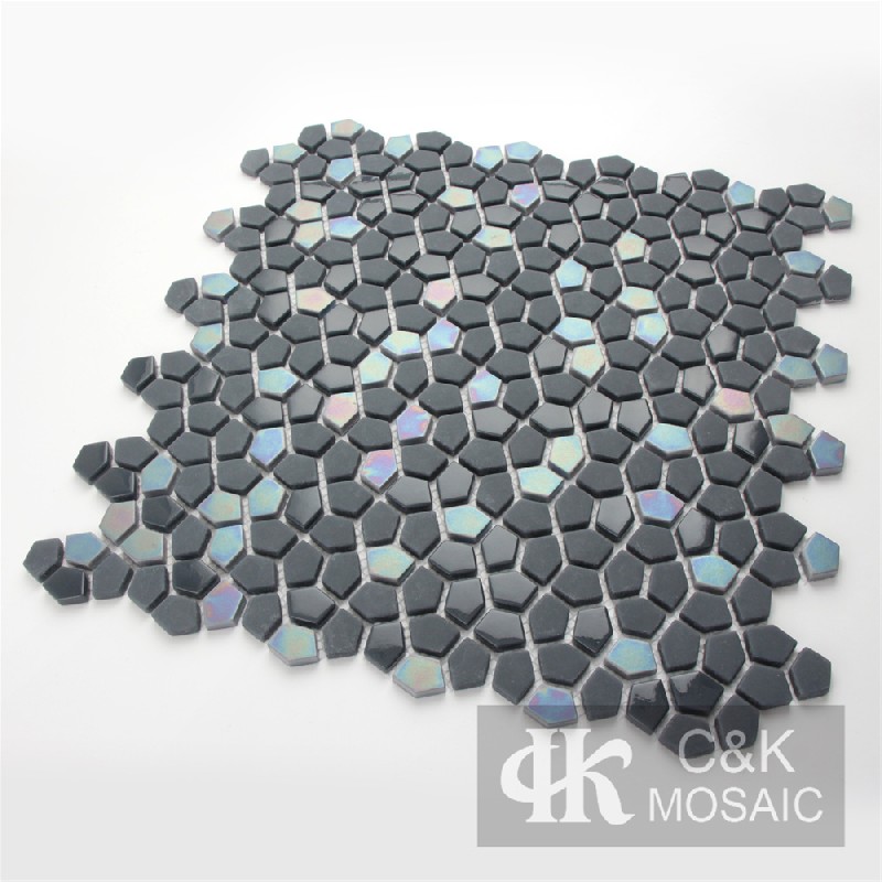 Fashion Black Pentagon Glass Recycled glass mosaic for backsplash MSPW2002