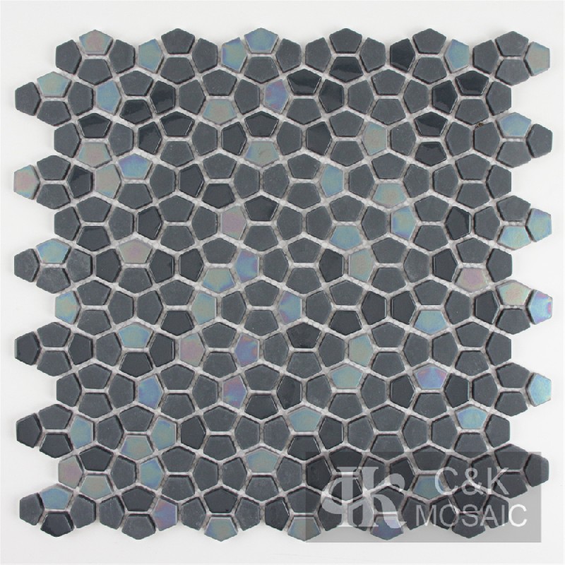 Fashion Black Pentagon Glass Recycled glass mosaic for backsplash MSPW2002