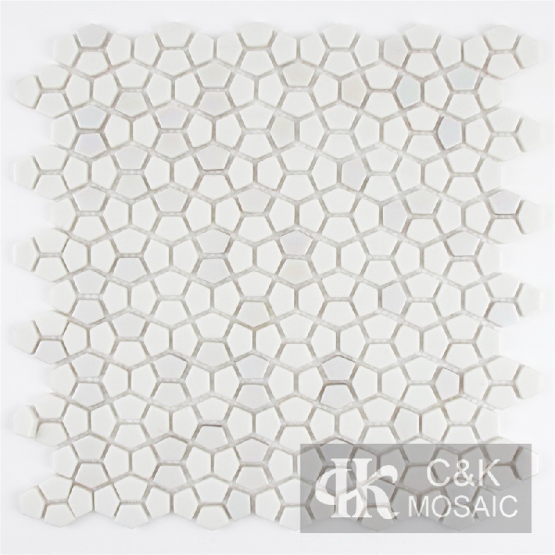 Fashion White Pentagon Glass Recycled glass mosaic for backsplash MSPW3001