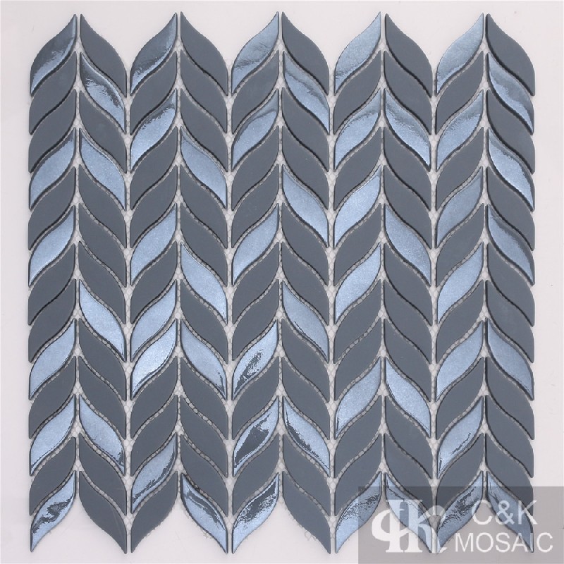 Fashion Grey Leaf Glass Recycled glass mosaic for backsplash MSYM2008Z