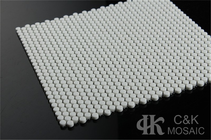 Hot selling White Round Glass Recycled glass mosaic for backsplash 10SR100