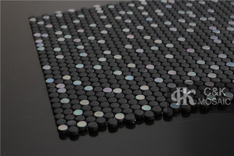 Hot selling Black Round Glass Recycled glass mosaic for backsplash MSRM8023