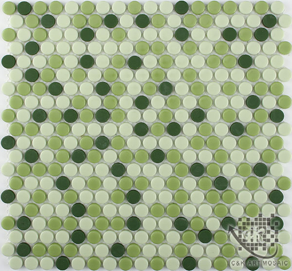 Fashion Green Round Glass Recycled glass mosaic for backsplash 15SRW81