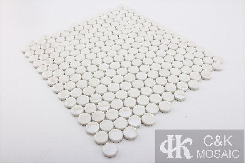 Fashion White Round Glass Recycled glass mosaic for backsplash 20SR100