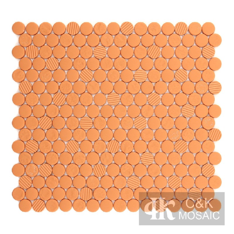 Fashion Orange Round Glass Recycled glass mosaic for backsplash MSRW3009