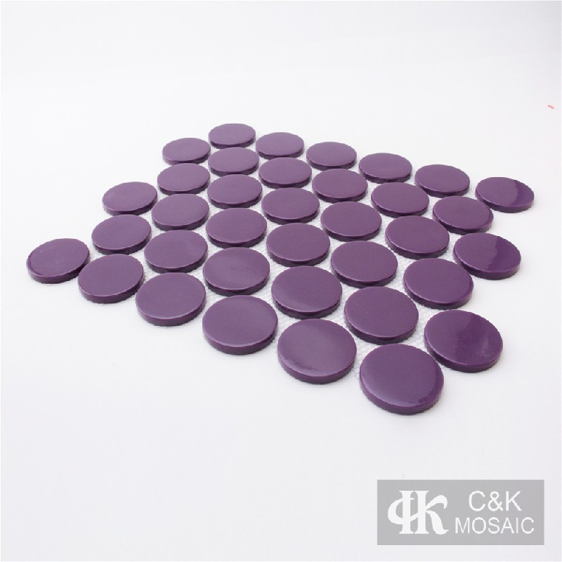 Fashion Purple Round Glass Recycled glass mosaic for backsplash 48SR63