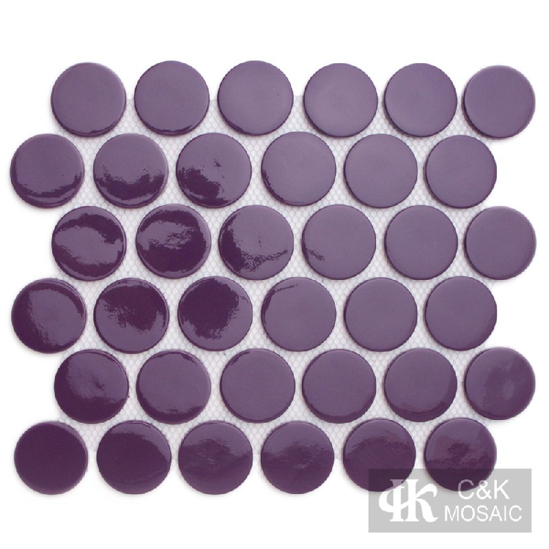 Fashion Purple Round Glass Recycled glass mosaic for backsplash 48SR63