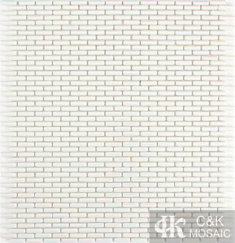 Hot selling White Rectangle Glass Recycled glass mosaic for backsplash 520SBB100B