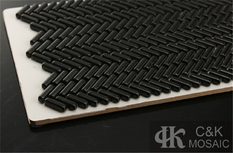 Hot selling Black Rectangle Glass Recycled glass mosaic for backsplash 520SBG56Z