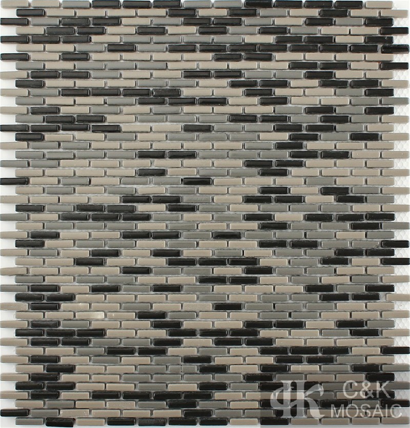 Hot selling Brown Rectangle Glass Recycled glass mosaic for backsplash MSBG8015B