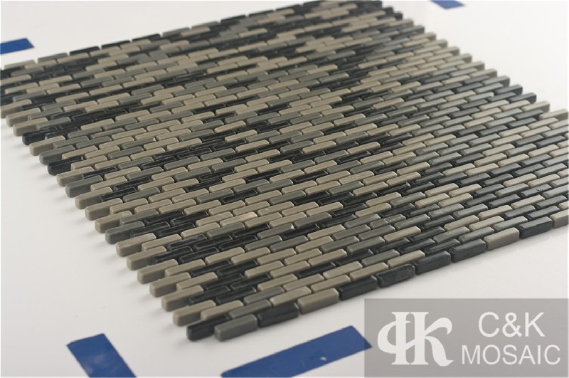 Hot selling Brown Rectangle Glass Recycled glass mosaic for backsplash MSBG8015B