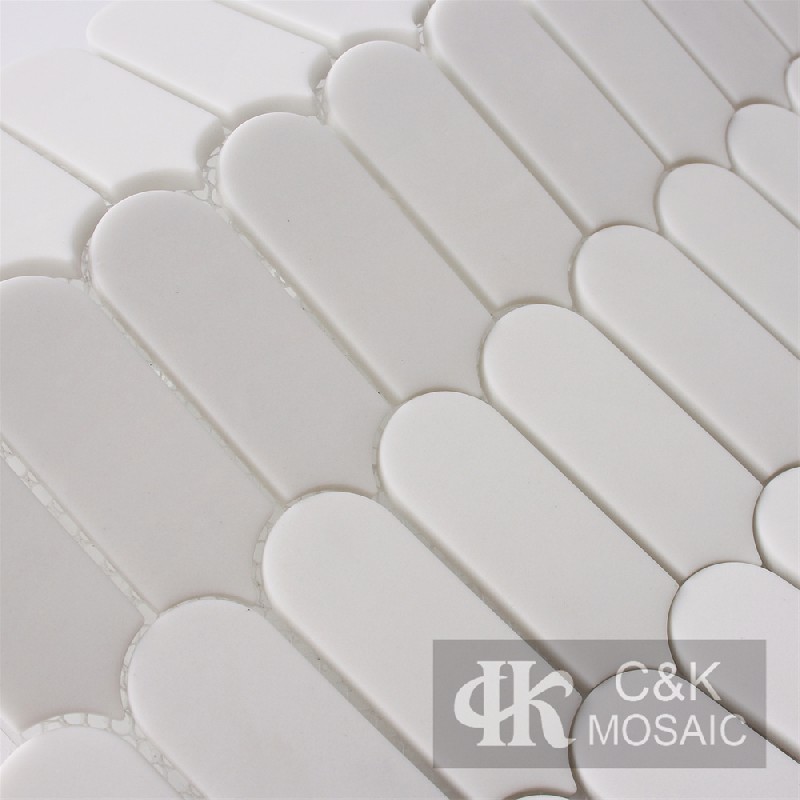 Fashion White Fan Glass Recycled glass mosaic for backsplash SACM100