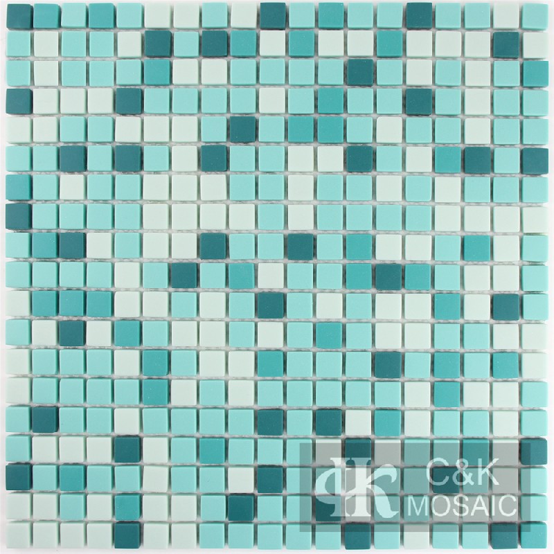 Hot selling Blue Square Glass Recycled glass mosaic for backsplash 15YT03