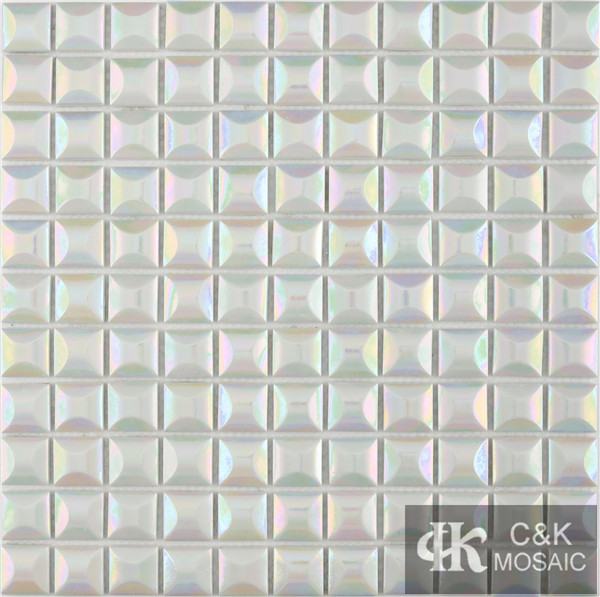 Hot selling White Square Glass Recycled glass mosaic for backsplash 25SCB100