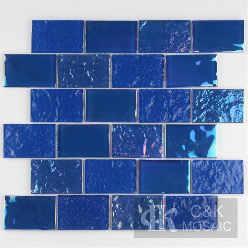 Crystal Blue Mixed Glass Mosaic Tiles for Wall MCBW7012B
