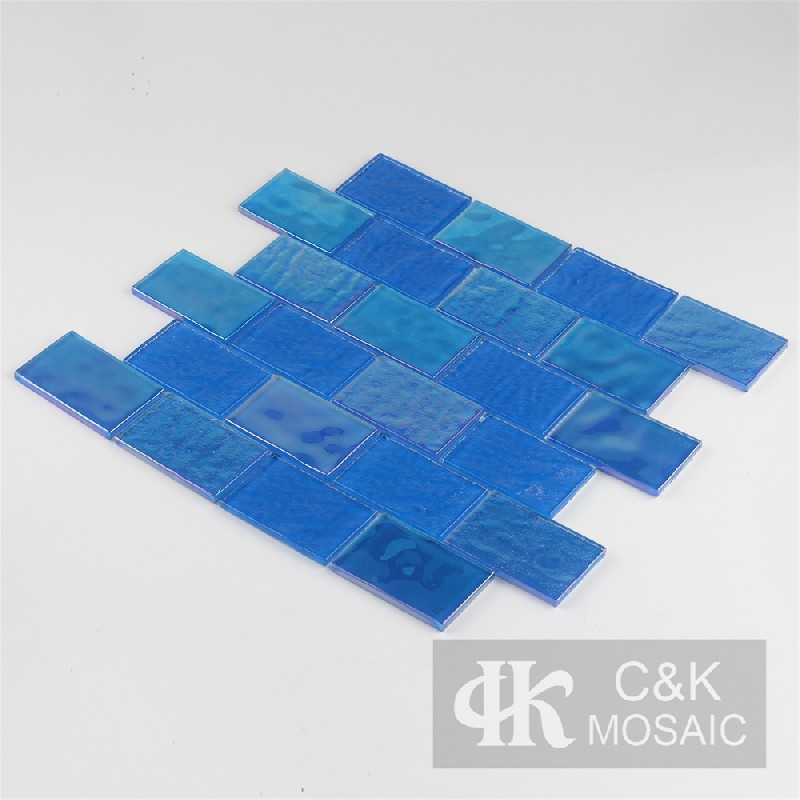 Crystal Blue Mixed Glass Mosaic Tiles for Wall MCBW7014B