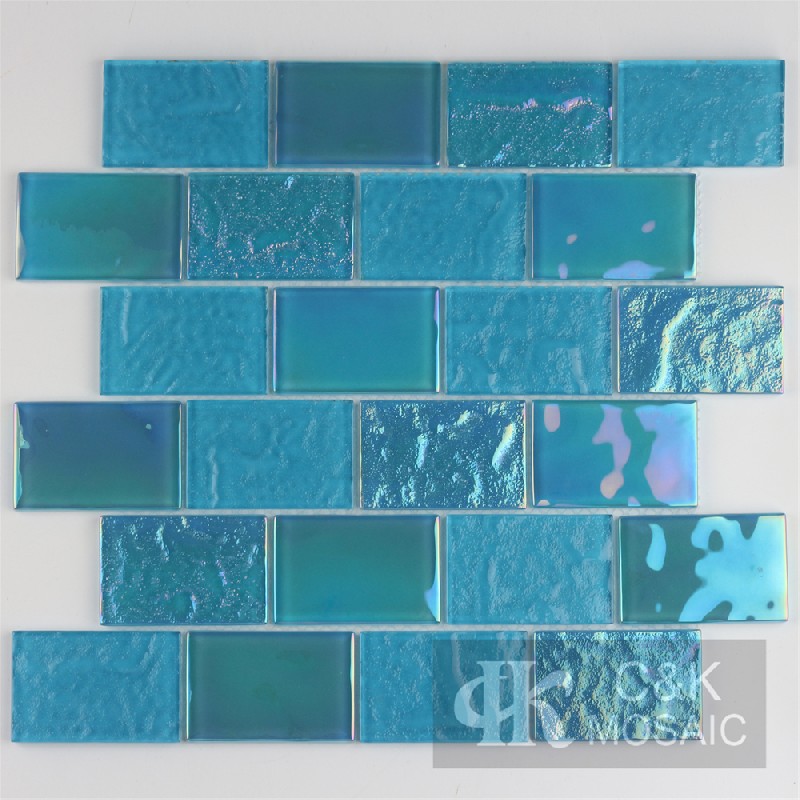 Crystal Blue Mixed Glass Mosaic Tiles for Wall MCBW7016B
