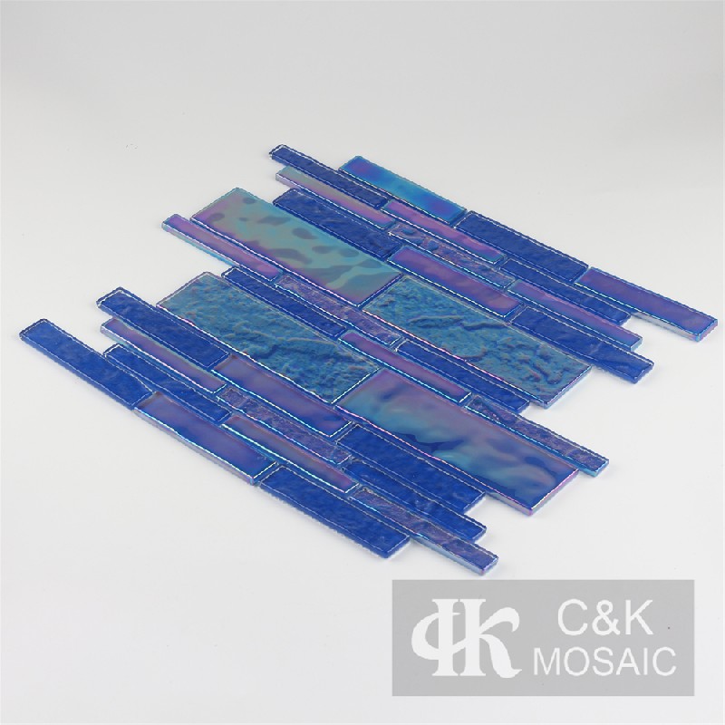 Crystal Blue Mixed Glass Mosaic Tiles for Wall MCBW7013B