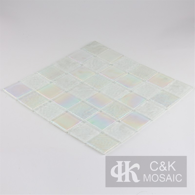Crystal White Mixed Square Glass Mosaic Tiles for Swimming Pool MCSW1007
