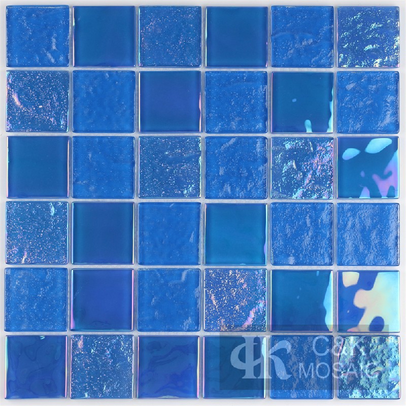 Crystal Blue Mixed Square Glass Mosaic Tiles for Swimming Pool MCSW7003