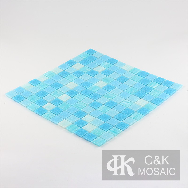 Classic Blue Mixed Square Hot Melting Glass Mosaic Tile for Swimming Pool MASM7026