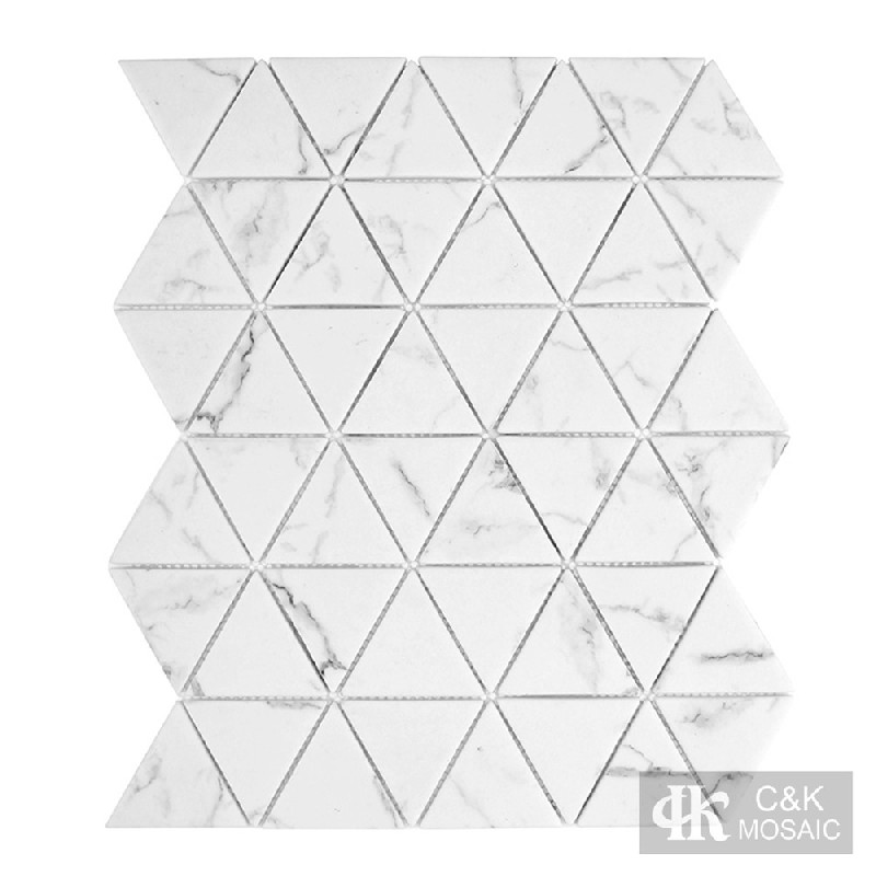 Modern White Triangle Glass Inkjet Printing Mosaic For Restroom 70SJQ105