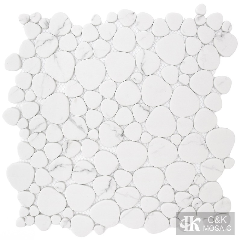 Hot selling White Oval Glass Inkjet Printing Mosaic For Spa SABQ105
