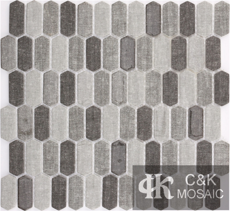 Modern Grey Hexagon Glass Inkjet Printing Mosaic For Bedroom MSZQ2159