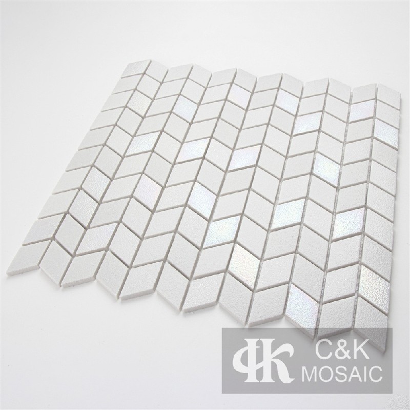 Fashion White Diamond Recycled Glass Mosaic For Backsplash MNLW1001Z