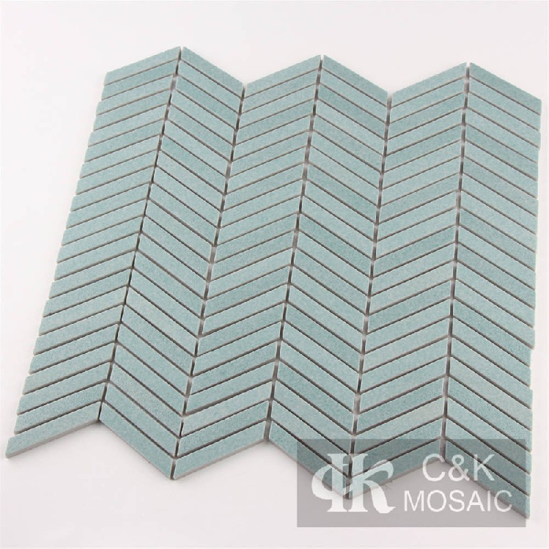 Fashion Green Chevron Recycled Glass Mosaic Tiles For Kitchen MNXM6009Z