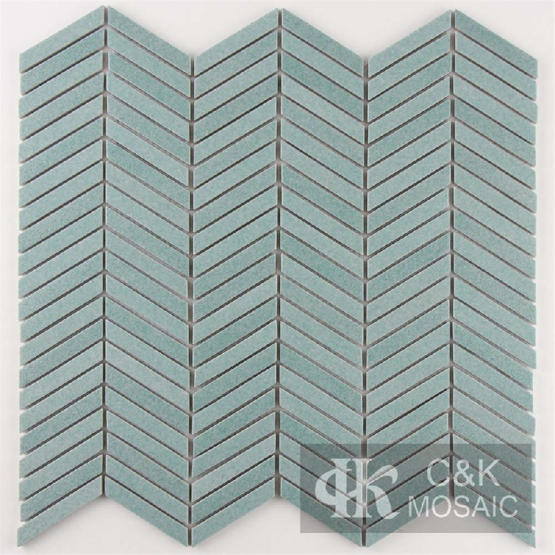 Fashion Green Chevron Recycled Glass Mosaic Tiles For Kitchen MNXM6009Z