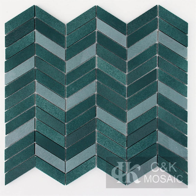 Fashion Green Chevron Recycled Glass Mosaic Tiles For Kitchen MNXW6006Z