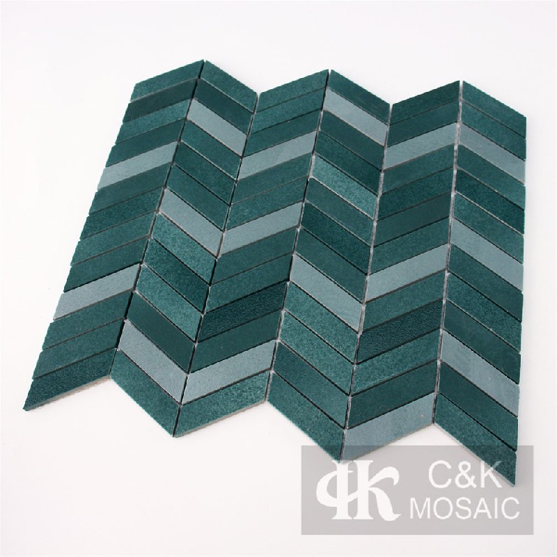 Fashion Green Chevron Recycled Glass Mosaic Tiles For Kitchen MNXW6006Z