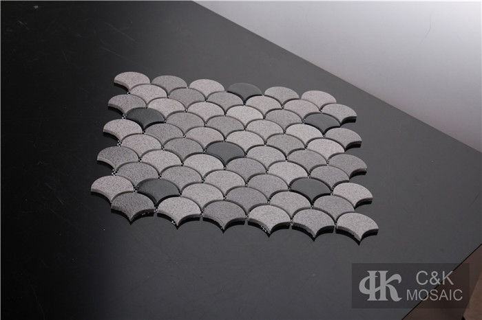 Modern Grey Fan Glass Mosaic For Wall Decoration MNFG2002