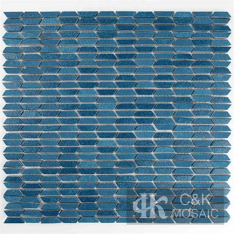 Unique Blue Trapezoid Glass Mosaic Tiles For Bathroom MNTM7006