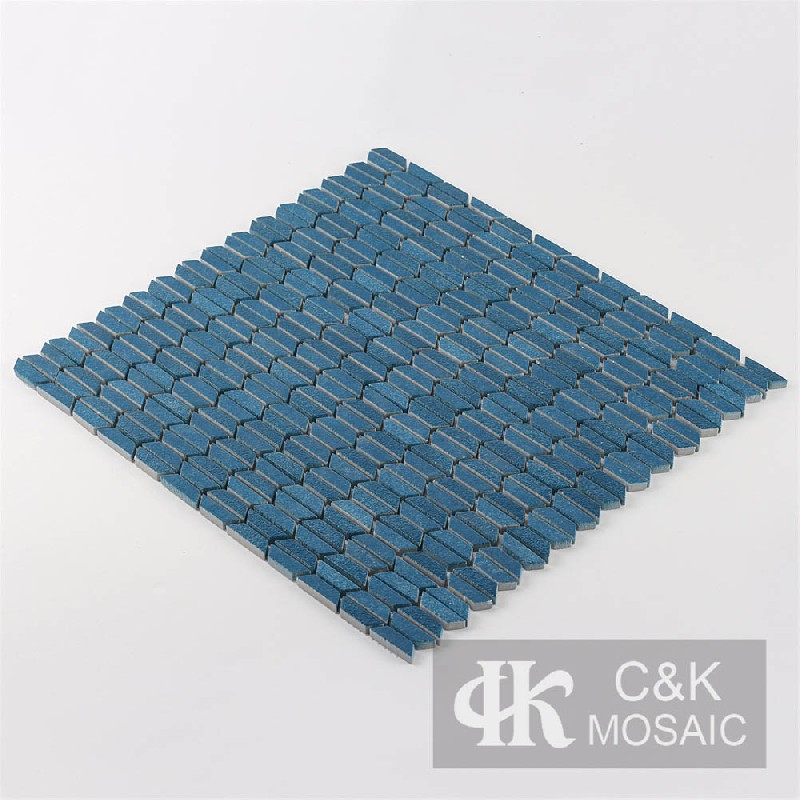 Unique Blue Trapezoid Glass Mosaic Tiles For Bathroom MNTM7006