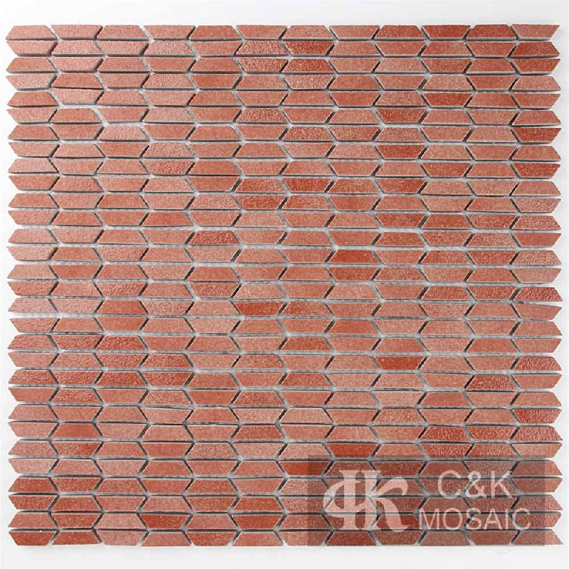 Unique Red Trapezoid Glass Mosaic Tiles For Bathroom MNTM3004