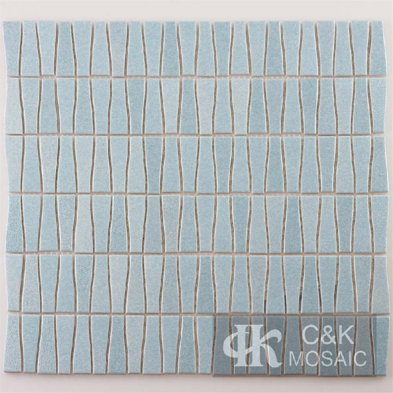 Unique Blue Trapezoid Glass Mosaic Tiles For Bathroom MNTM7012