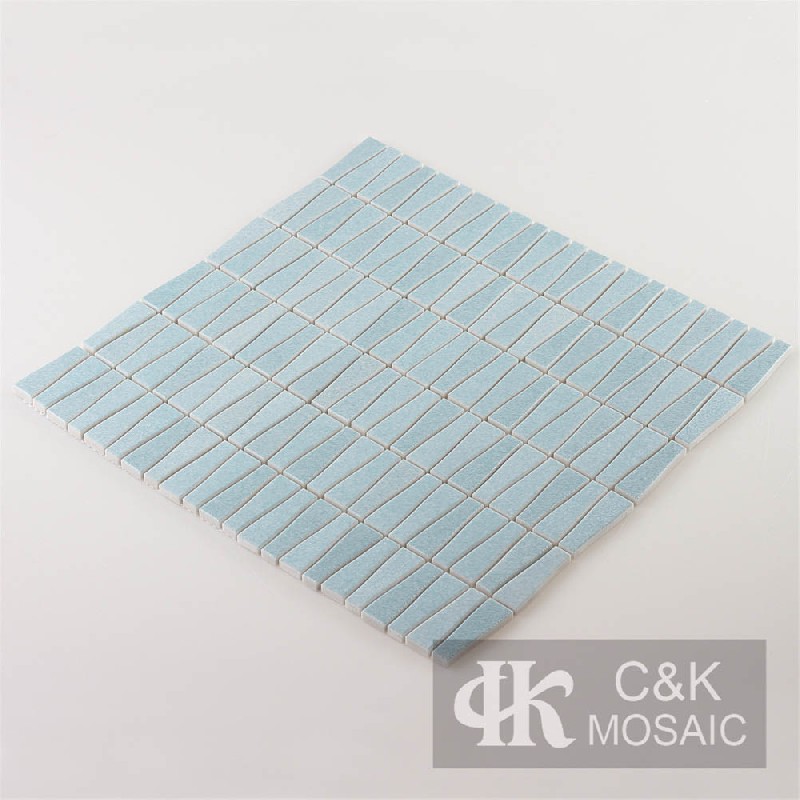 Unique Blue Trapezoid Glass Mosaic Tiles For Bathroom MNTM7012