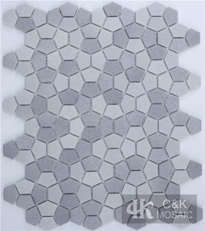 New Grey Mixed Pentagon Recycled Glass Tiles For Spa MNPM2007