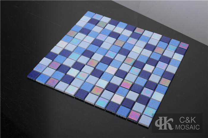 Hot Selling Blue Square Glass Mosaic Tiles For Pool MNSN7002