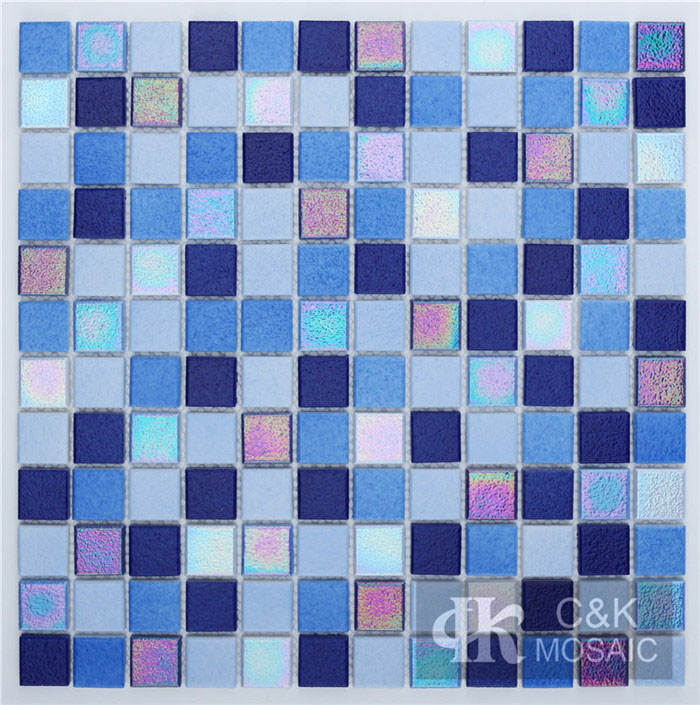 Hot Selling Blue Square Glass Mosaic Tiles For Pool MNSN7002