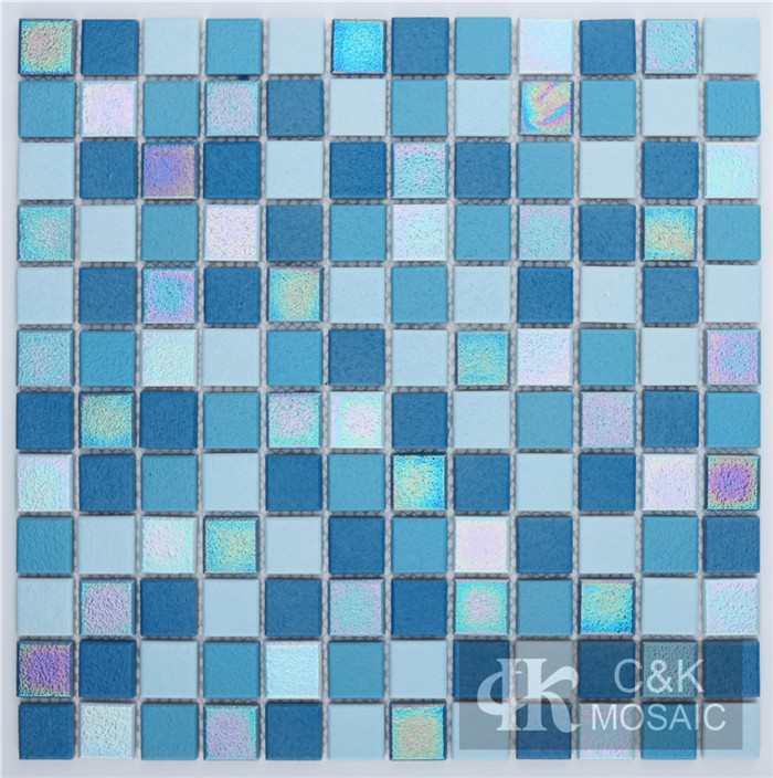 Hot Selling Blue Square Glass Mosaic Tiles For Pool MNSN7003